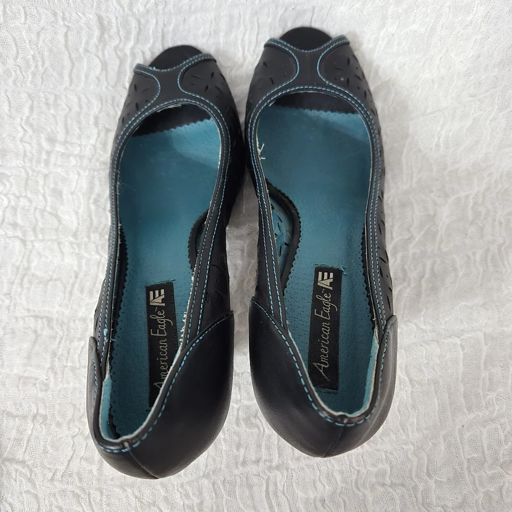 Women's Black Sz 9.5 High Heels pumps cut‎ out design Peep Toe Officecore